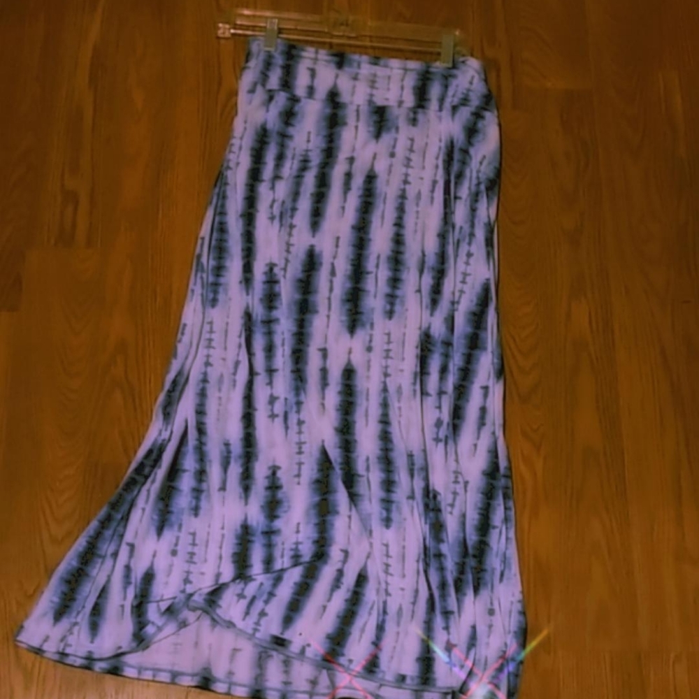 Blue and White Tie Dye Maxi Skirt